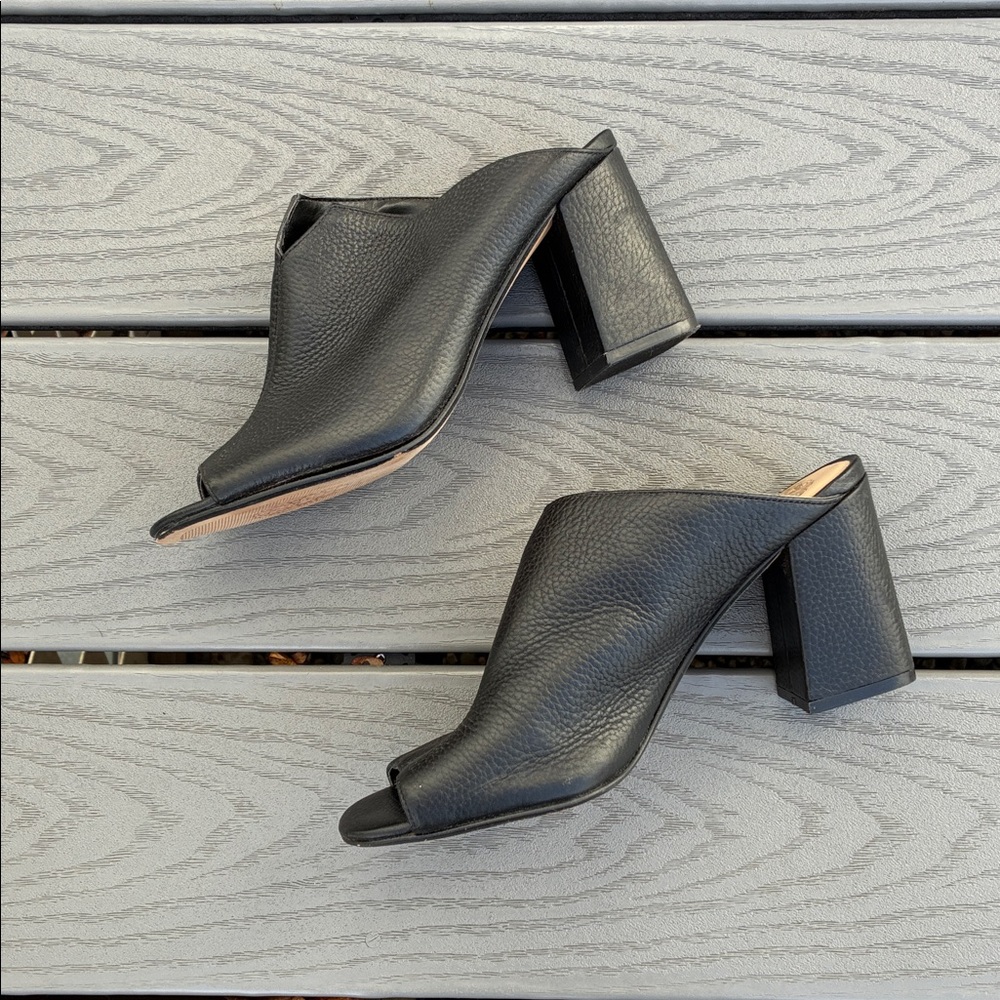 Vince Camuto Leather Open Toe Mules Black Size 9 - Picture 4 of 16